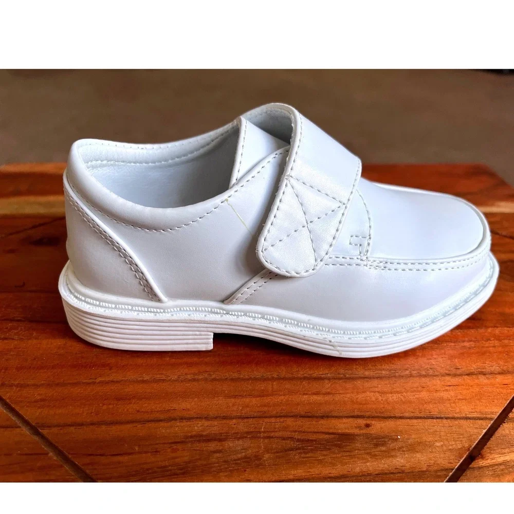Lito Frank-A Boys White PU Dress Shoes Hook and Loop Loafers Size‎ 8 NEW